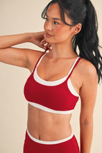 Load image into Gallery viewer, NEWEST ARRIVAL Crimson Red Athletic Layered Sports Bra and Leggings Set
