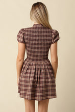 Load image into Gallery viewer, NEWEST ARRIVAL Brown Plaid Smocked Dress

