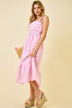 Load image into Gallery viewer, NEWEST ARRIVAL Pink Gingham Cut Out Midi Dress
