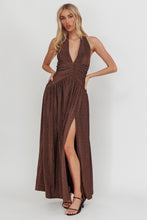 Load image into Gallery viewer, NEWEST ARRIVAL Bronze Neck Plunging Halter Maxi Dress
