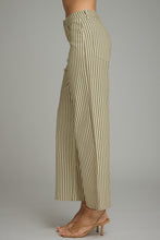 Load image into Gallery viewer, NEWEST ARRIVAL Light Olive/Cream Striped Wide Leg Crop Jeans
