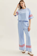 Load image into Gallery viewer, NEWEST ARRIVAL Blue/Red Striped Comfy Pants Set
