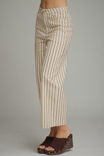Load image into Gallery viewer, NEWEST ARRIVAL Ecru/Brown Striped Wide Leg Crop Jeans
