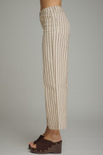 Load image into Gallery viewer, NEWEST ARRIVAL Ecru/Brown Striped Wide Leg Crop Jeans
