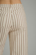 Load image into Gallery viewer, NEWEST ARRIVAL Ecru/Brown Striped Wide Leg Crop Jeans
