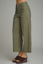 Load image into Gallery viewer, NEWEST ARRIVAL Dark Olive/Off White Striped Wide Leg Crop Jeans
