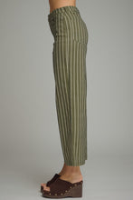 Load image into Gallery viewer, NEWEST ARRIVAL Dark Olive/Off White Striped Wide Leg Crop Jeans
