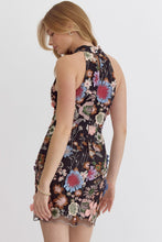 Load image into Gallery viewer, NEWEST ARRIVAL Black 3D Floral Halter Dress

