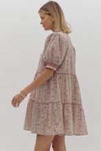 Load image into Gallery viewer, Ecru/Wine Fall Print Puff Sleeve Dress
