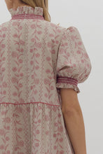 Load image into Gallery viewer, Ecru/Wine Fall Print Puff Sleeve Dress
