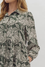 Load image into Gallery viewer, NEWEST ARRIVAL Olive Green Floral Print Midi Dress
