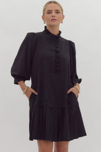 Load image into Gallery viewer, NEWEST ARRIVAL Black Ruffle Mock Neck Dress
