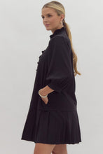 Load image into Gallery viewer, NEWEST ARRIVAL Black Ruffle Mock Neck Dress
