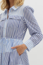 Load image into Gallery viewer, LAST ONE Blue Striped Button Down Midi Dress
