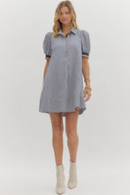 Load image into Gallery viewer, NEWEST ARRIVAL Navy Stripe Puff Sleeve Swing Dress
