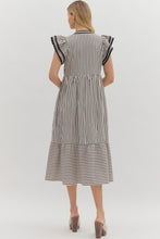 Load image into Gallery viewer, NEWEST ARRIVAL Black or Brown Flutter Sleeve Midi Dress

