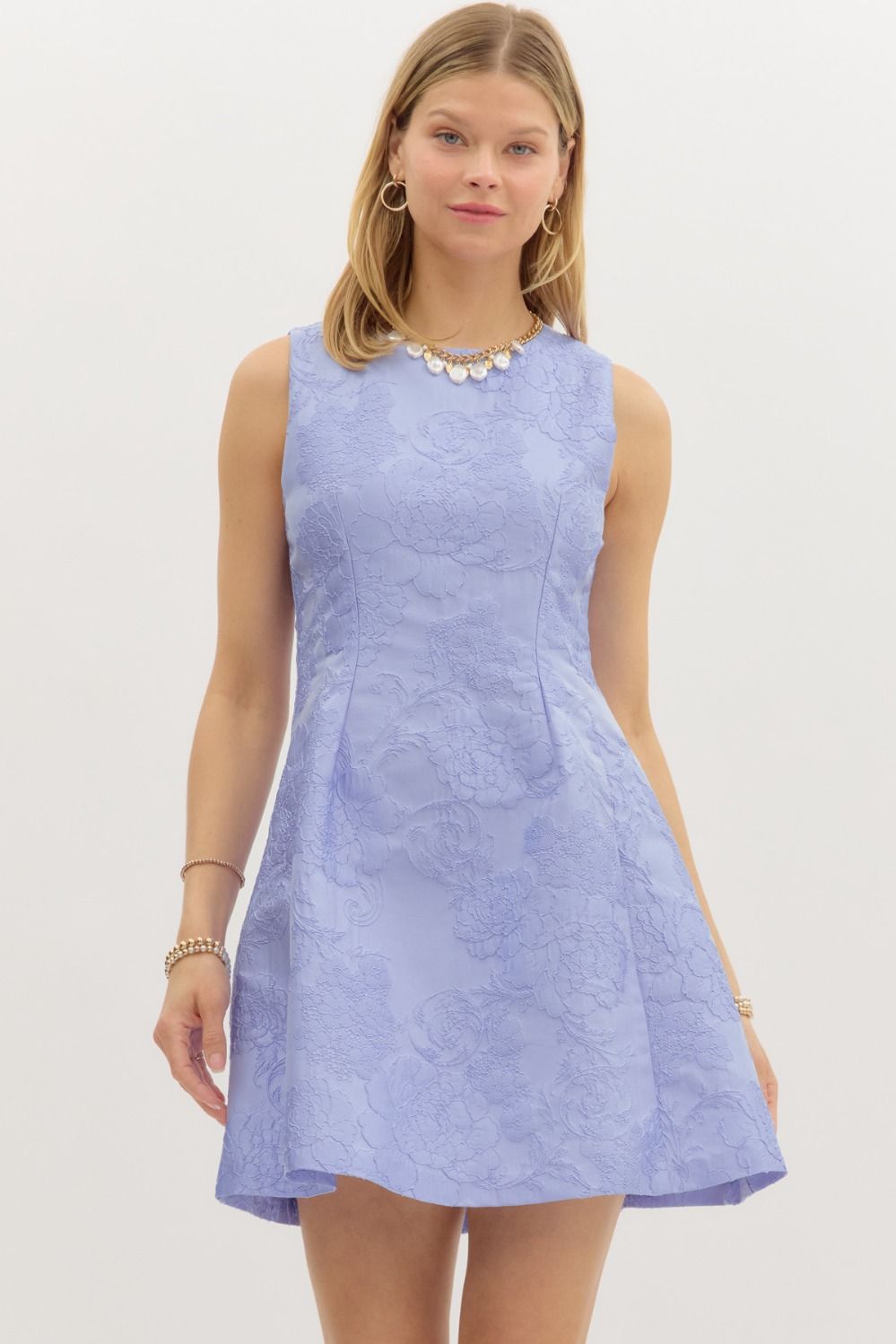Bluish Purple Jacquard Dress