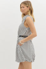 Load image into Gallery viewer, NEWEST ARRIVAL Black/White Striped Side Buckle Dress
