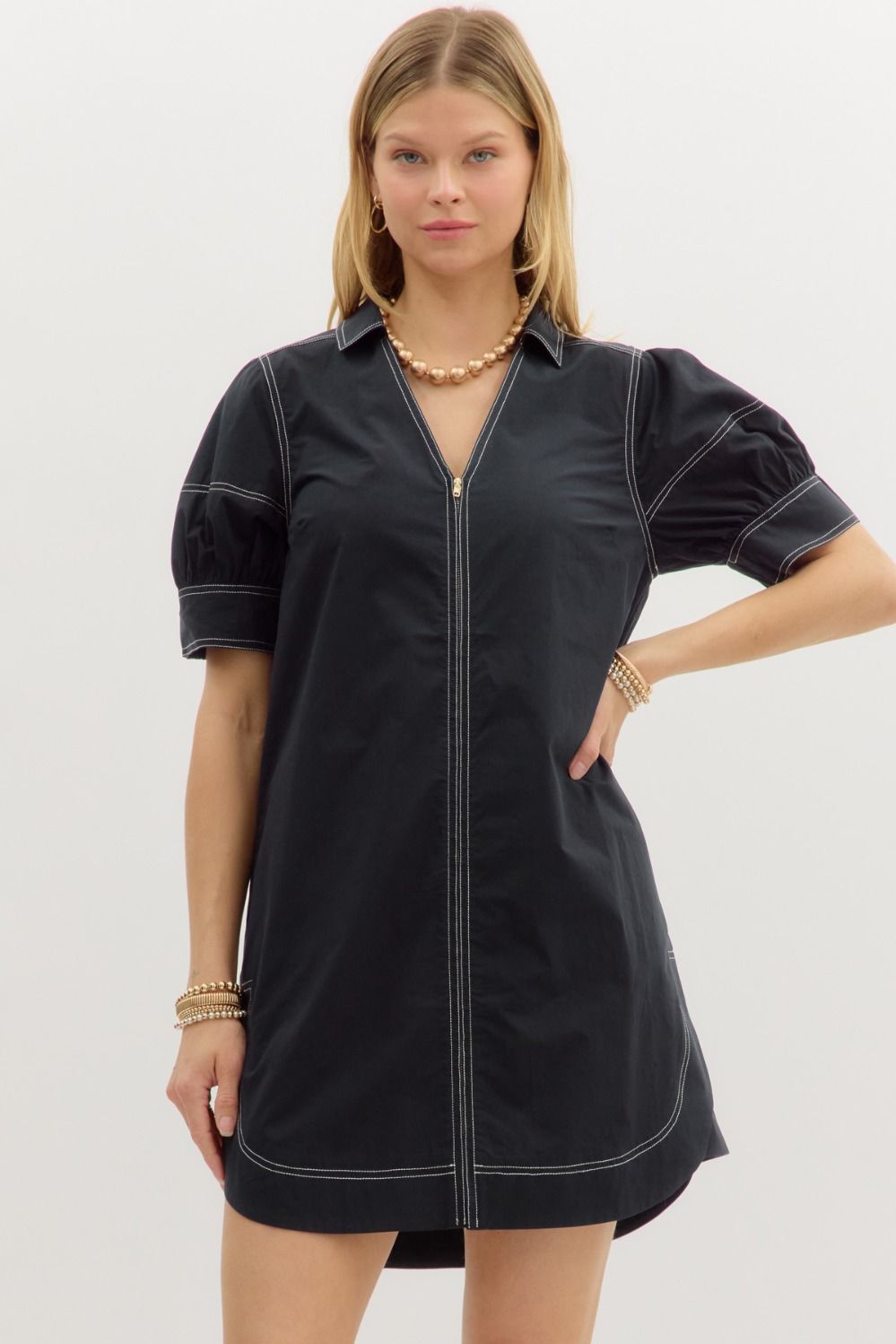 NEWEST ARRIVAL Black or Red Zipper Front Dress