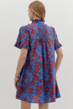 Load image into Gallery viewer, NEWEST ARRIVAL Midnight Blue/Red Floral  Button Front Dress
