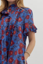 Load image into Gallery viewer, NEWEST ARRIVAL Midnight Blue/Red Floral  Button Front Dress
