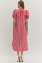 Load image into Gallery viewer, NEWEST ARRIVAL Red Striped Button Down Midi Dress
