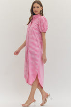 Load image into Gallery viewer, NEWEST ARRIVAL Pink Striped Button Down Midi Dress
