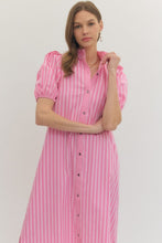 Load image into Gallery viewer, NEWEST ARRIVAL Pink Striped Button Down Midi Dress
