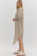 Load image into Gallery viewer, NEWEST ARRIVAL Brown Stripe Button Down Midi Dress
