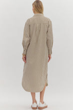 Load image into Gallery viewer, NEWEST ARRIVAL Brown Stripe Button Down Midi Dress

