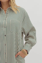 Load image into Gallery viewer, NEWEST ARRIVAL Green Stripe Button Down Midi Dress Dress
