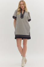 Load image into Gallery viewer, NEWEST ARRIVAL Black Stripe Puff Lantern Sleeve Dress
