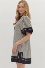 Load image into Gallery viewer, NEWEST ARRIVAL Black Stripe Puff Lantern Sleeve Dress

