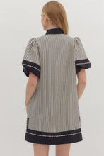 Load image into Gallery viewer, NEWEST ARRIVAL Black Stripe Puff Lantern Sleeve Dress
