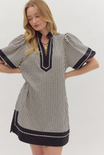 Load image into Gallery viewer, NEWEST ARRIVAL Black Stripe Puff Lantern Sleeve Dress
