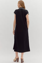 Load image into Gallery viewer, NEWEST ARRIVAL Black Jersey Spread Collar Midi Dress

