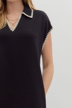 Load image into Gallery viewer, NEWEST ARRIVAL Black Jersey Spread Collar Midi Dress
