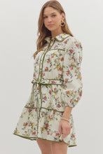 Load image into Gallery viewer, NEWEST ARRIVAL Ivory/Olive Green Floral Button Down Dress
