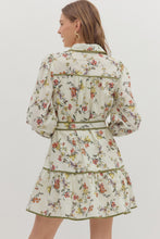 Load image into Gallery viewer, NEWEST ARRIVAL Ivory/Olive Green Floral Button Down Dress
