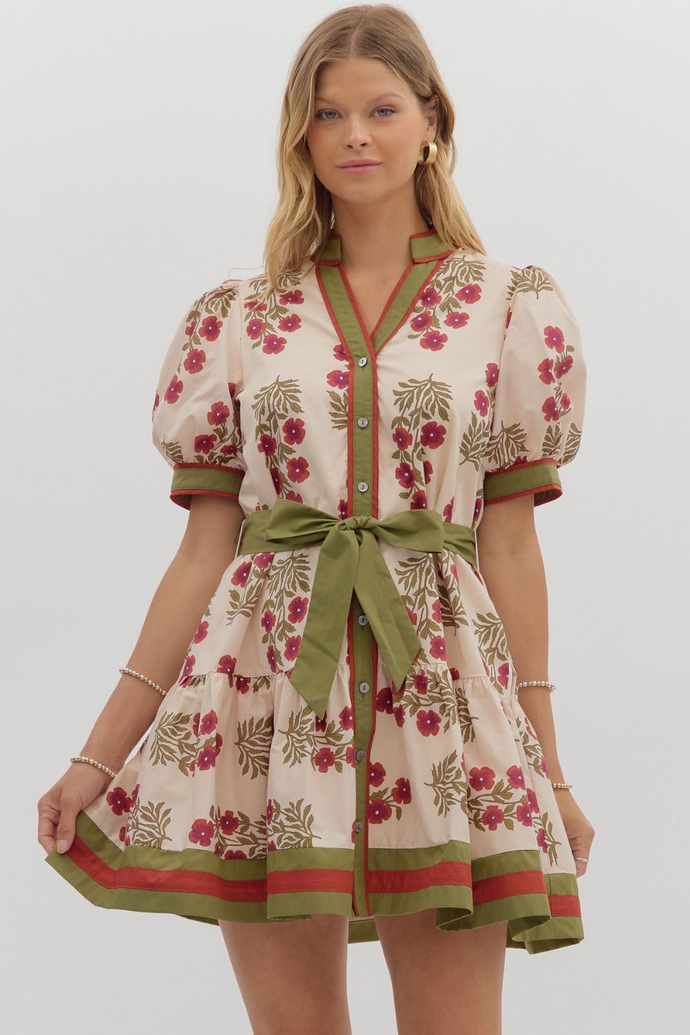 NEWEST ARRIVAL Fall Floral Ruffle Hem Dress