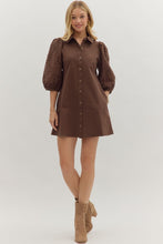 Load image into Gallery viewer, NEWEST ARRIVAL Brown Eyelet Sleeve Button Down Dress
