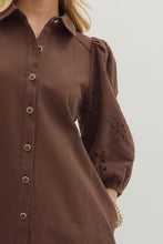 Load image into Gallery viewer, NEWEST ARRIVAL Brown Eyelet Sleeve Button Down Dress
