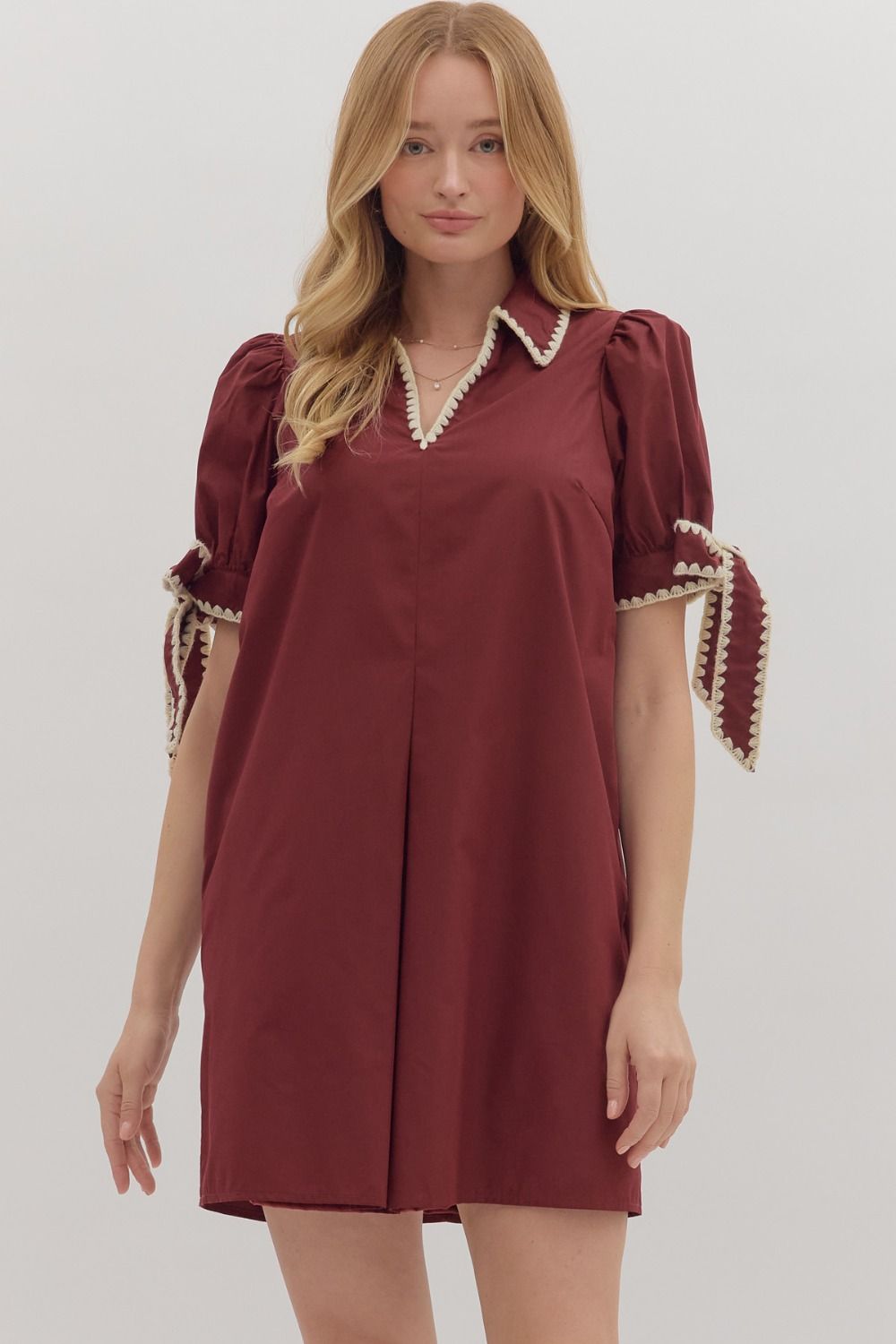 NEWEST ARRIVAL Crimson Red Sleeve Tie Dress