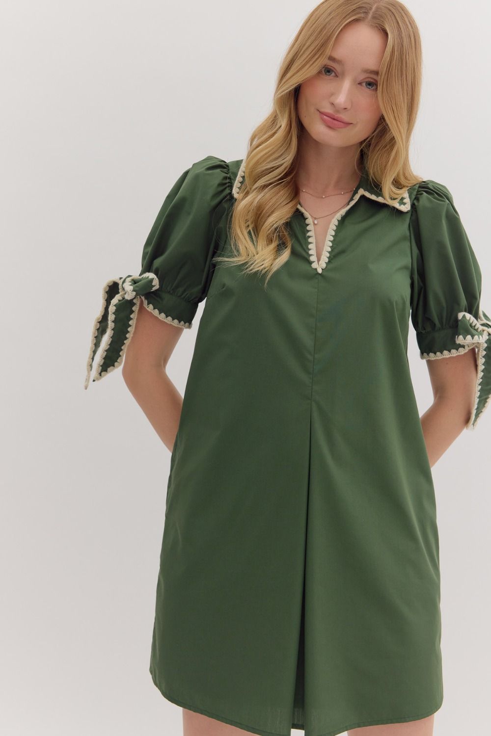 NEWEST ARRIVAL Olive Green Sleeve Tie Dress