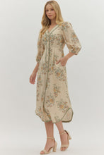 Load image into Gallery viewer, NEWEST ARRIVAL Ecru Floral Midi Dress
