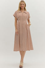Load image into Gallery viewer, NEWEST ARRIVAL Brick Stripe Short Sleeve Midi Dress
