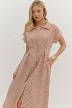 Load image into Gallery viewer, NEWEST ARRIVAL Brick Stripe Short Sleeve Midi Dress
