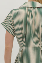 Load image into Gallery viewer, NEWEST ARRIVAL Hunter Green Striped Short Sleeve Midi Dress

