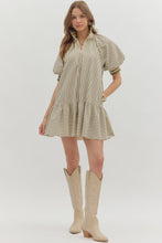 Load image into Gallery viewer, NEWEST ARRIVAL Olive/Ivory Striped Accent Collar Dress
