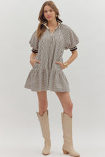 Load image into Gallery viewer, NEWEST ARRIVAL Black/Ivory Striped Accent Collar Dress
